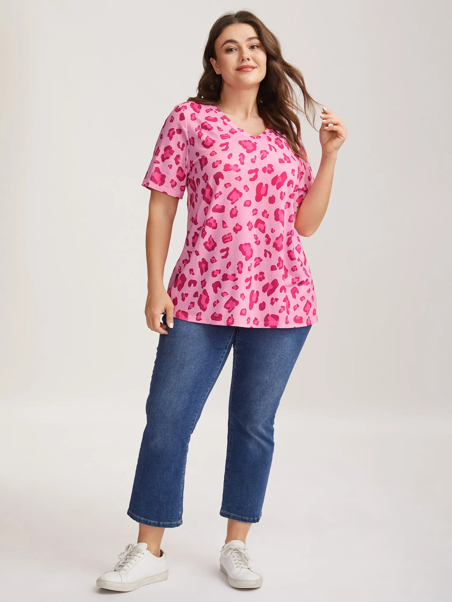 Rosy Leopard Print Relaxed T-Shirt sold by Bloomchic product image thumbnail 3