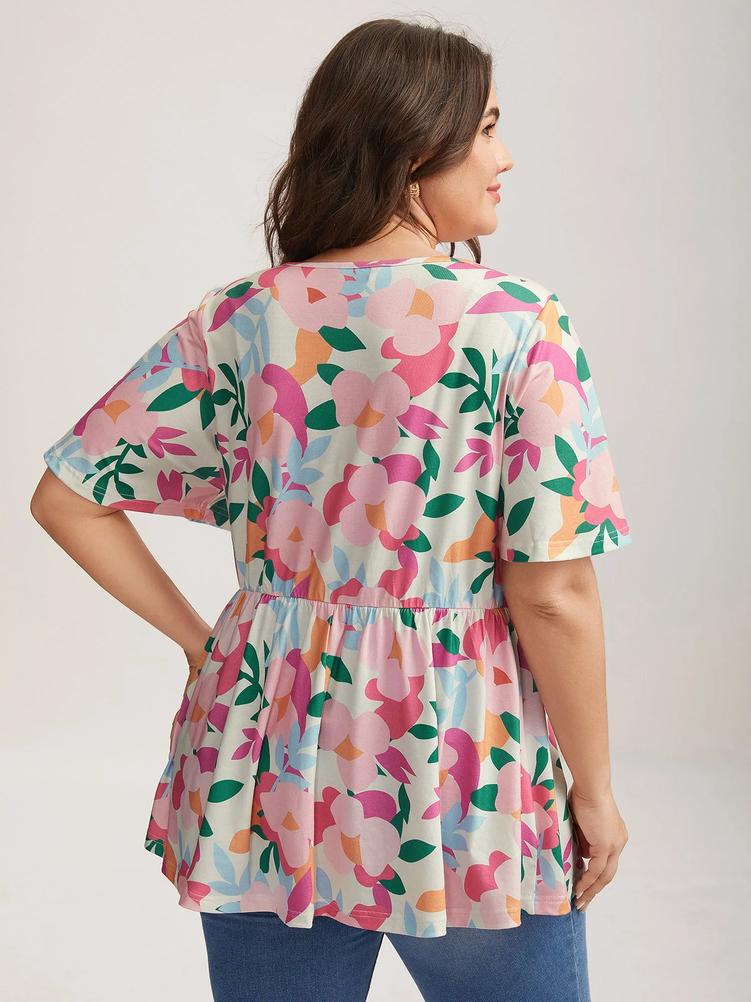 Groovy Floral Print Cinched Bust Top sold by Bloomchic product image thumbnail 4