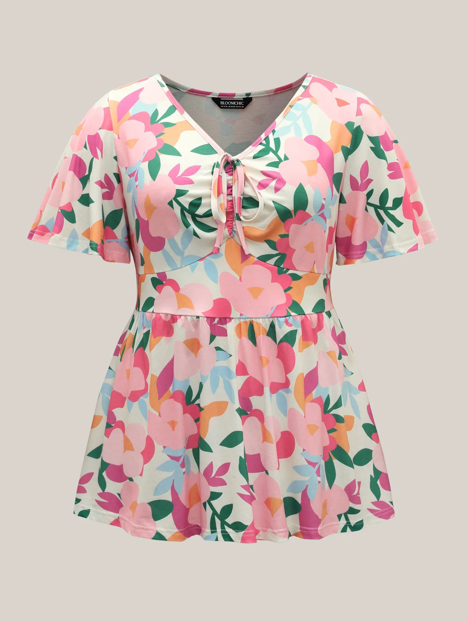 Groovy Floral Print Cinched Bust Top sold by Bloomchic product image thumbnail 5