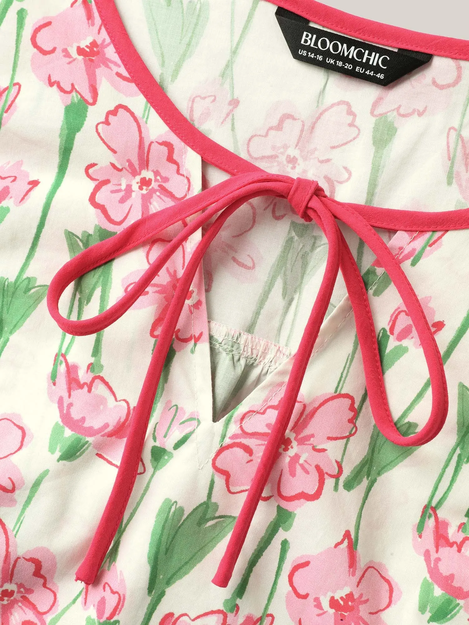 Blushing Floral Print Seamed Contrast Blouse sold by Bloomchic product image thumbnail 5