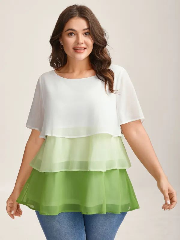 Color Fusion Layered Sheer Blouse sold by Bloomchic