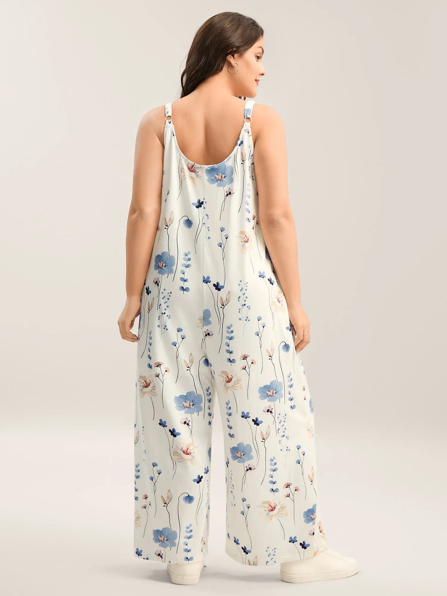 Stretchy Lined Floral Print Cami Jumpsuit sold by Bloomchic product image thumbnail 4