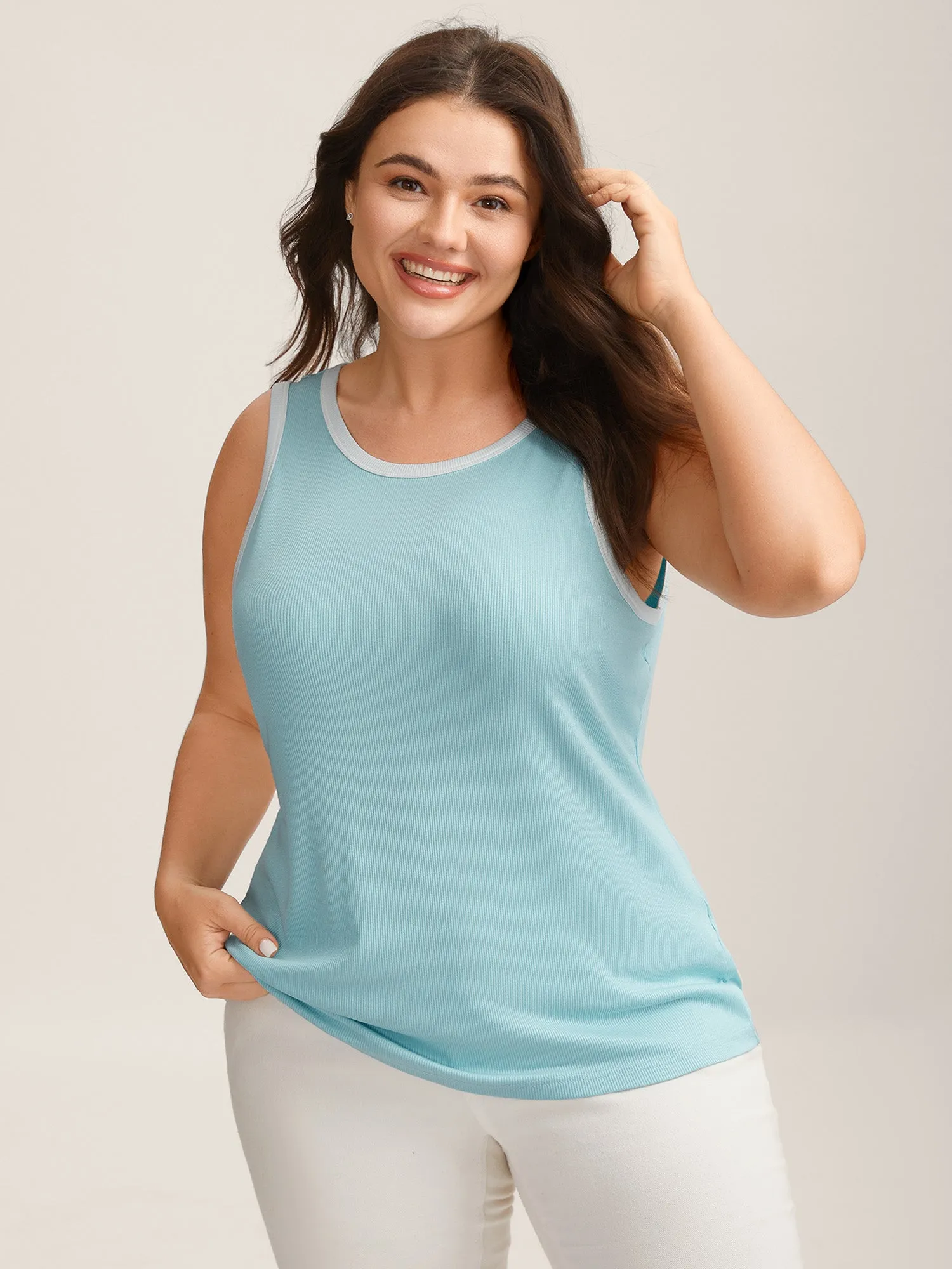 Supersoft Stretchy Color Contrast Tank Top sold by Bloomchic