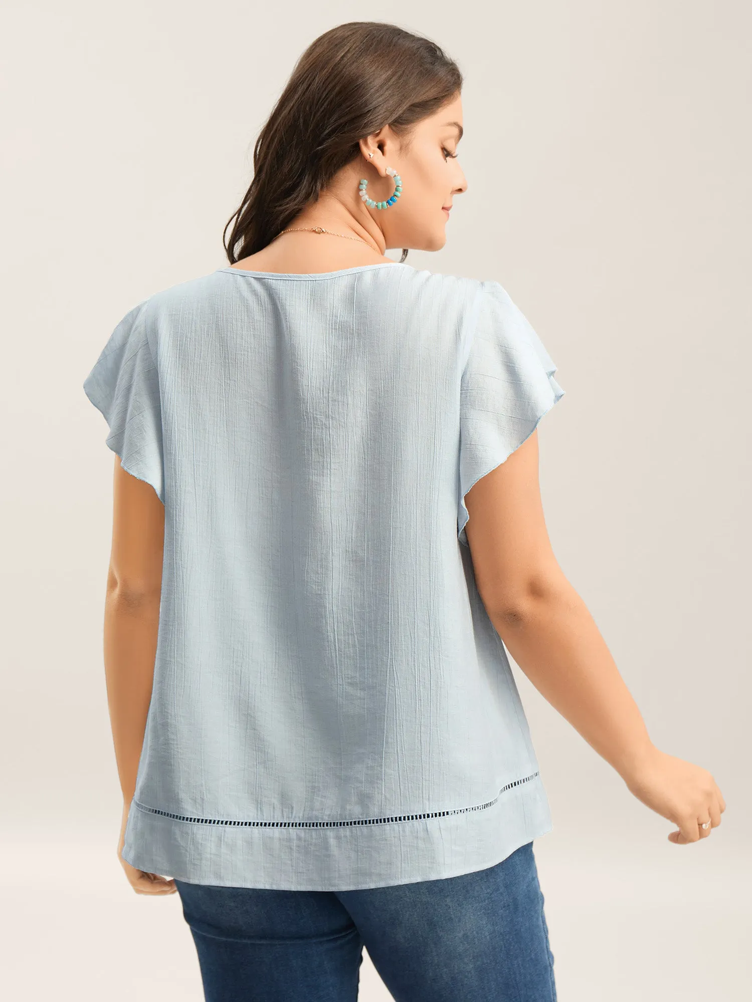 Supersoft Cotton Linen Blend Ruffled Blouse sold by Bloomchic product image thumbnail 4