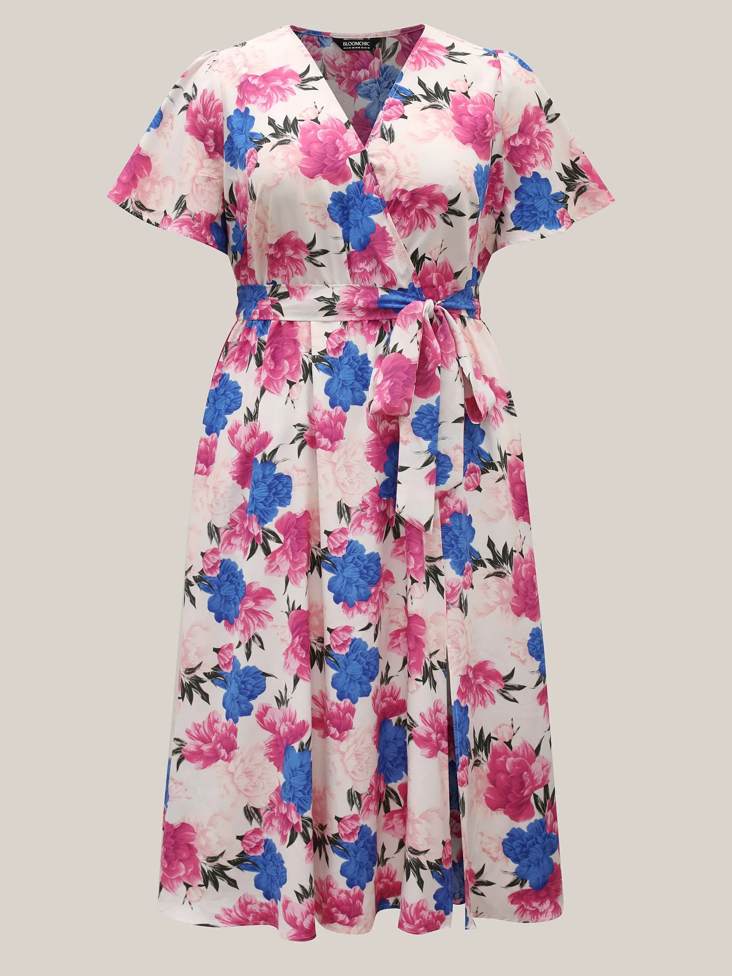 Large Floral Print Belted Pocket Midi Dress sold by Bloomchic product image thumbnail 5