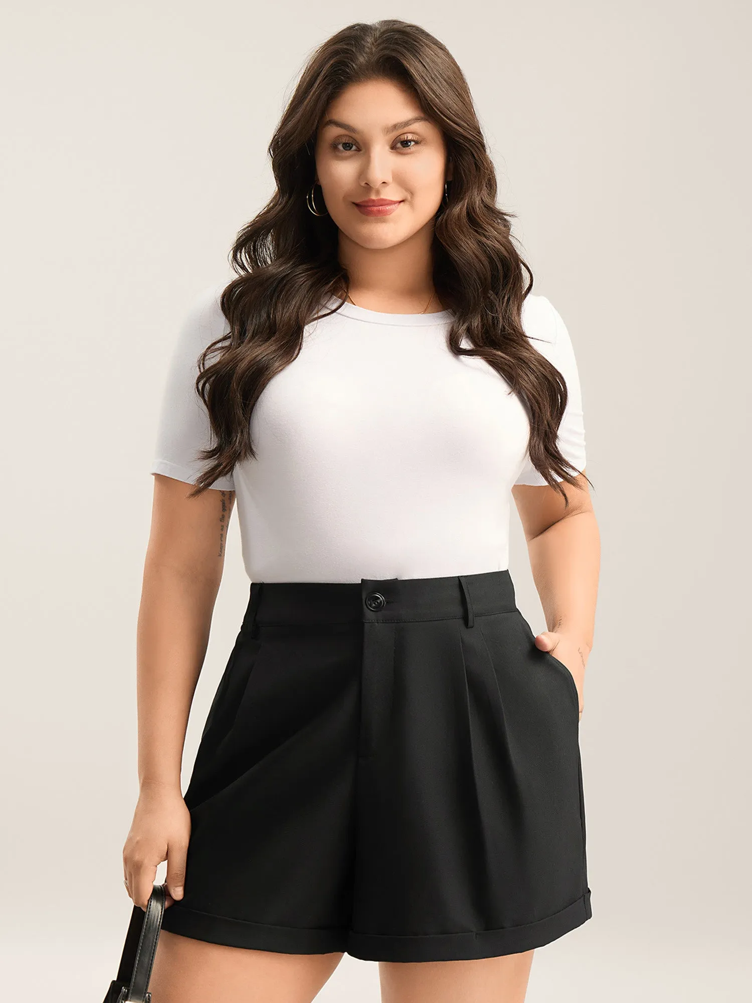 Rolled Hem Straight-Leg Solid Pants sold by Bloomchic product image thumbnail 4