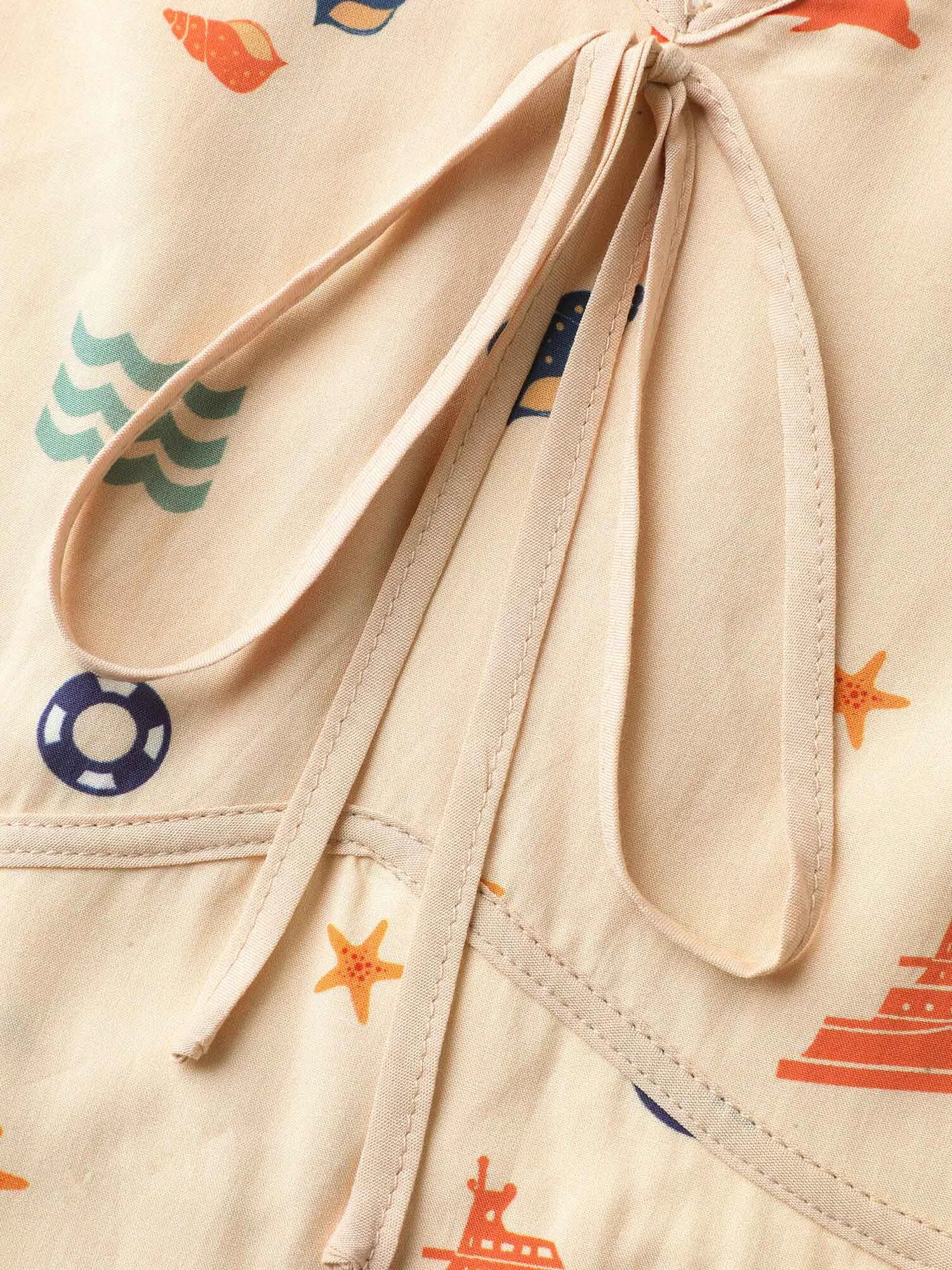 Rayon Ocean Print Cinched Waist Midi Dress sold by Bloomchic product image thumbnail 5