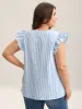 Embroidered Stripe Neck Tie Blouse sold by Bloomchic