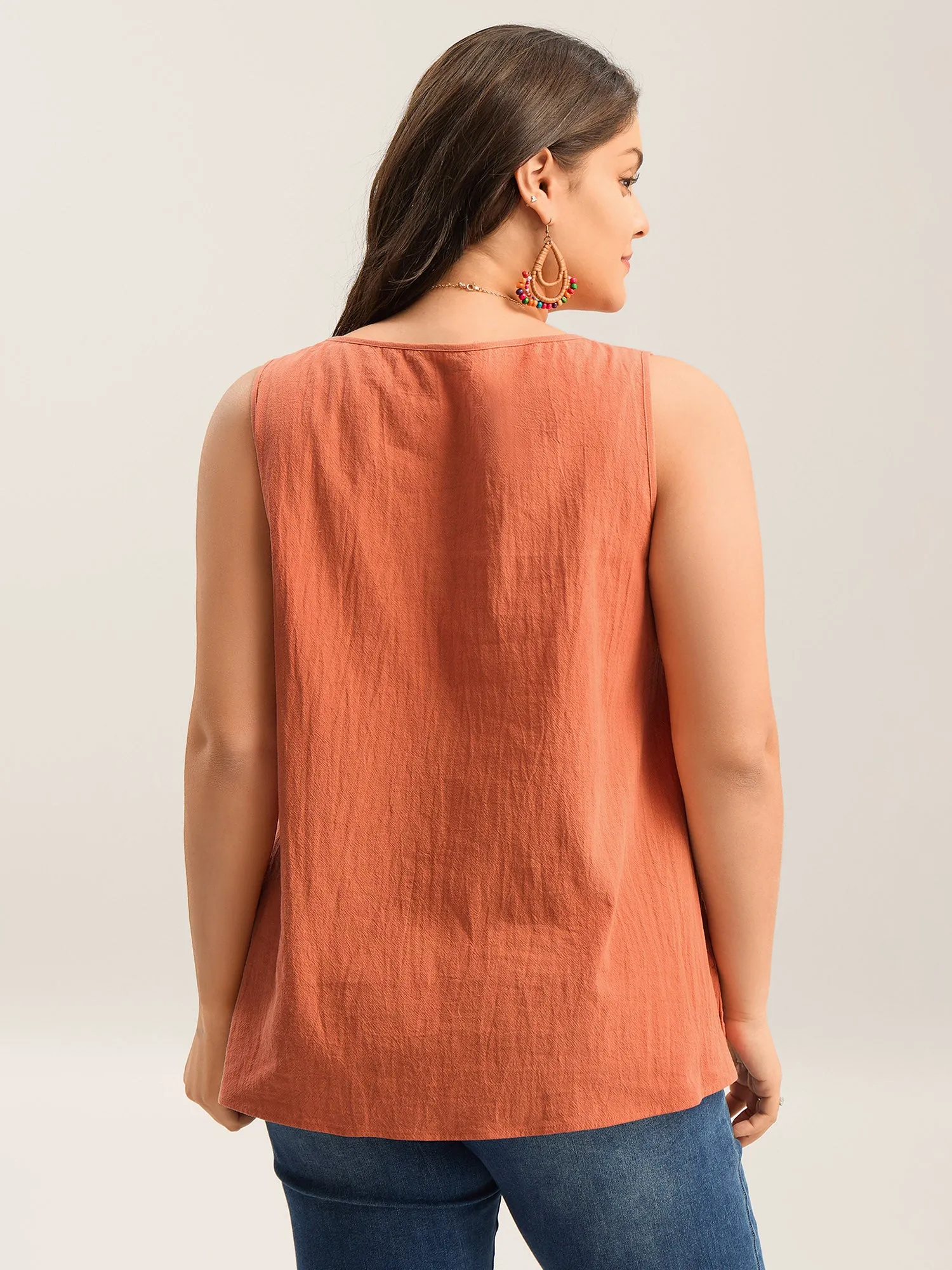 Ribbon Tie Embroidered Cotton Tank Top sold by Bloomchic product image thumbnail 5