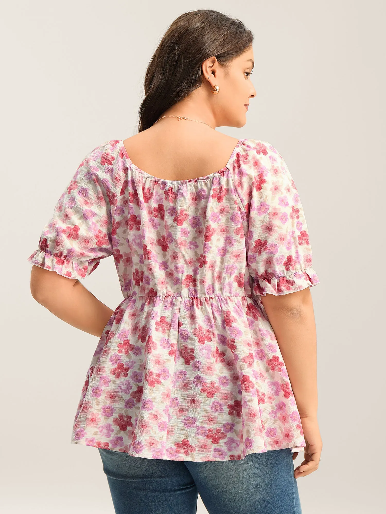 Floral Print Square Neck Tie Blouse sold by Bloomchic product image thumbnail 4