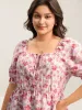 Floral Print Square Neck Tie Blouse sold by Bloomchic