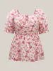 Floral Print Square Neck Tie Blouse sold by Bloomchic
