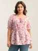 Floral Print Square Neck Tie Blouse sold by Bloomchic