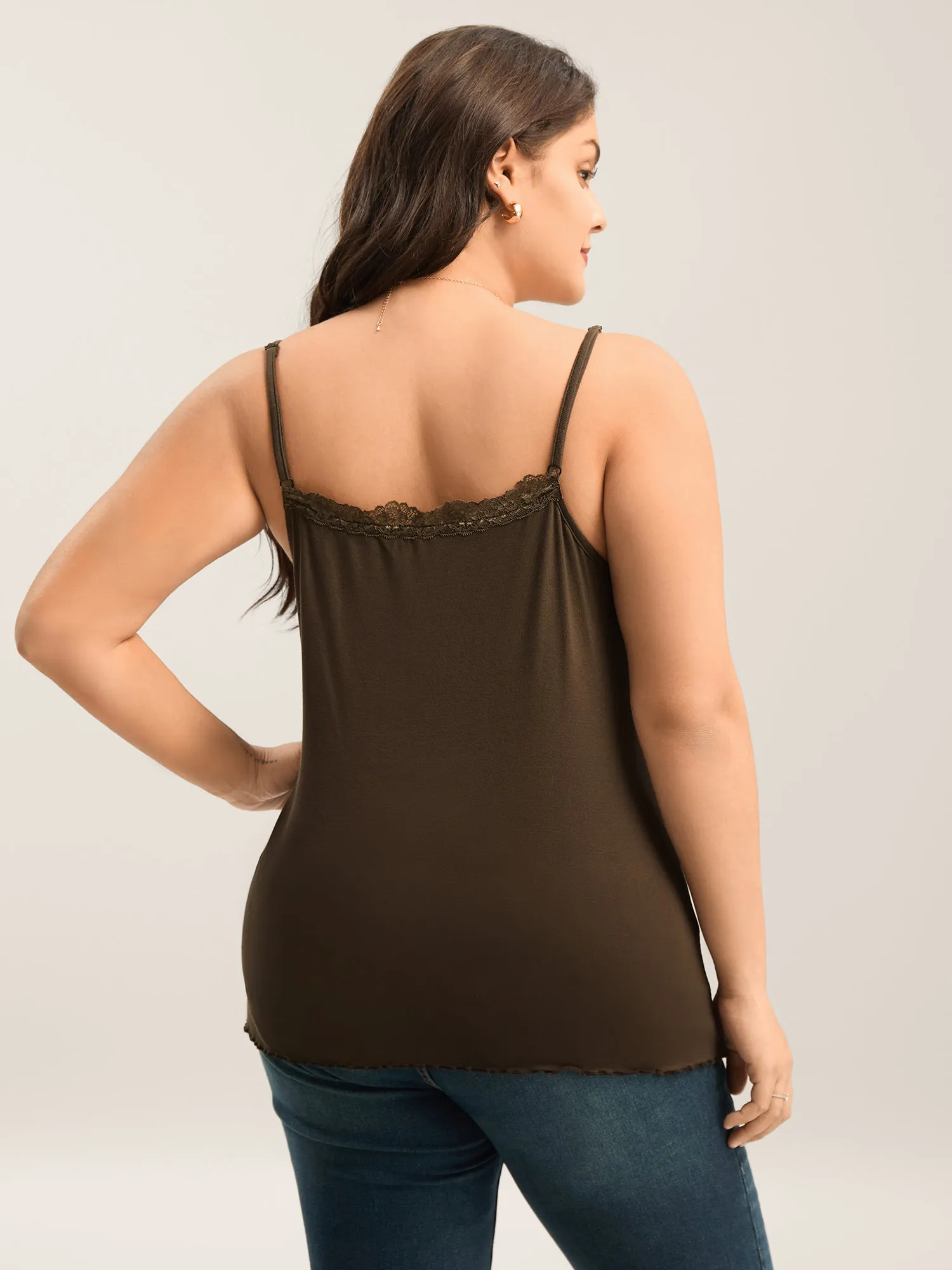 Modal Lace Detail Fitted Tank Top sold by Bloomchic product image thumbnail 4