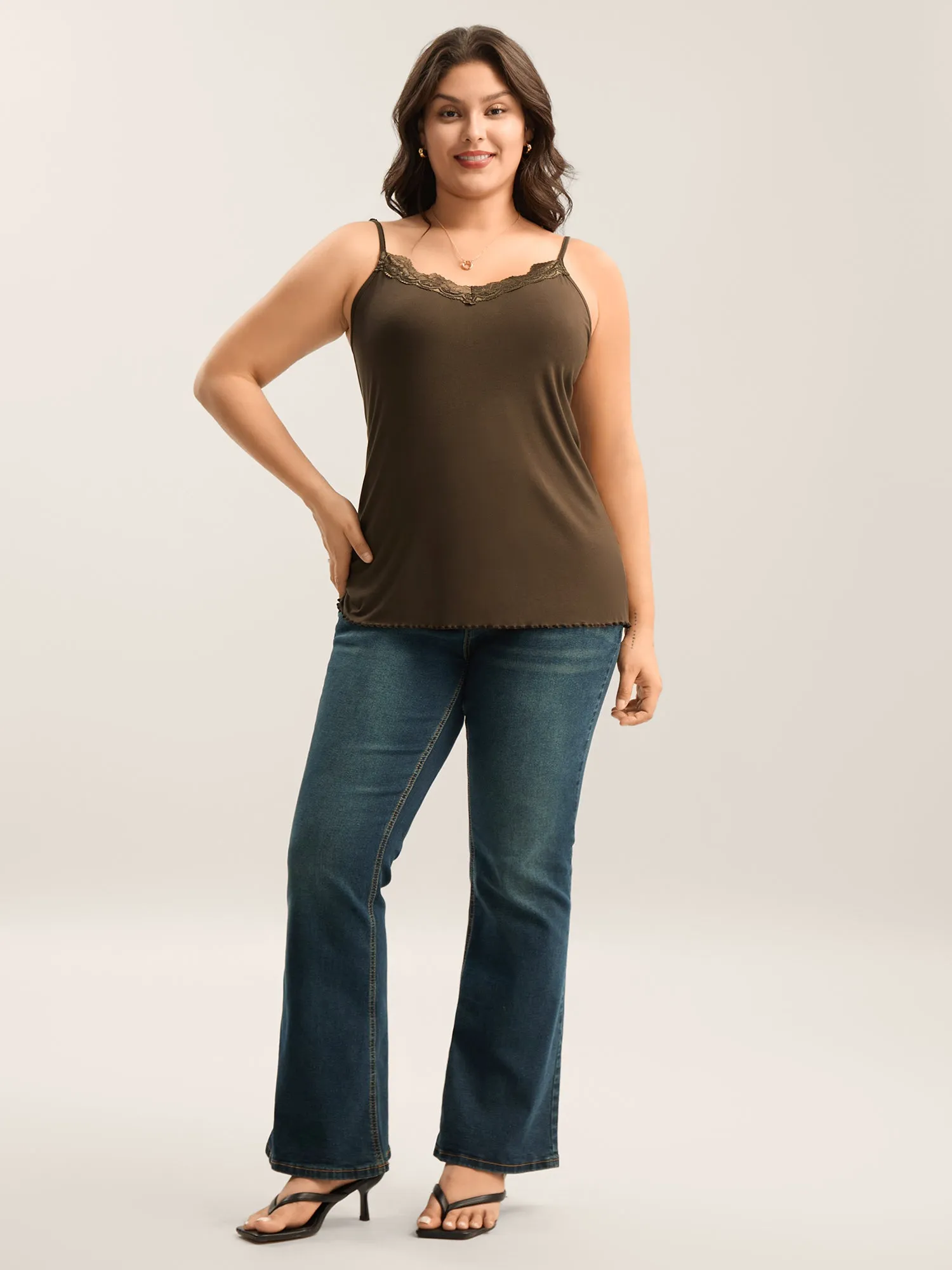 Modal Lace Detail Fitted Tank Top sold by Bloomchic product image thumbnail 3