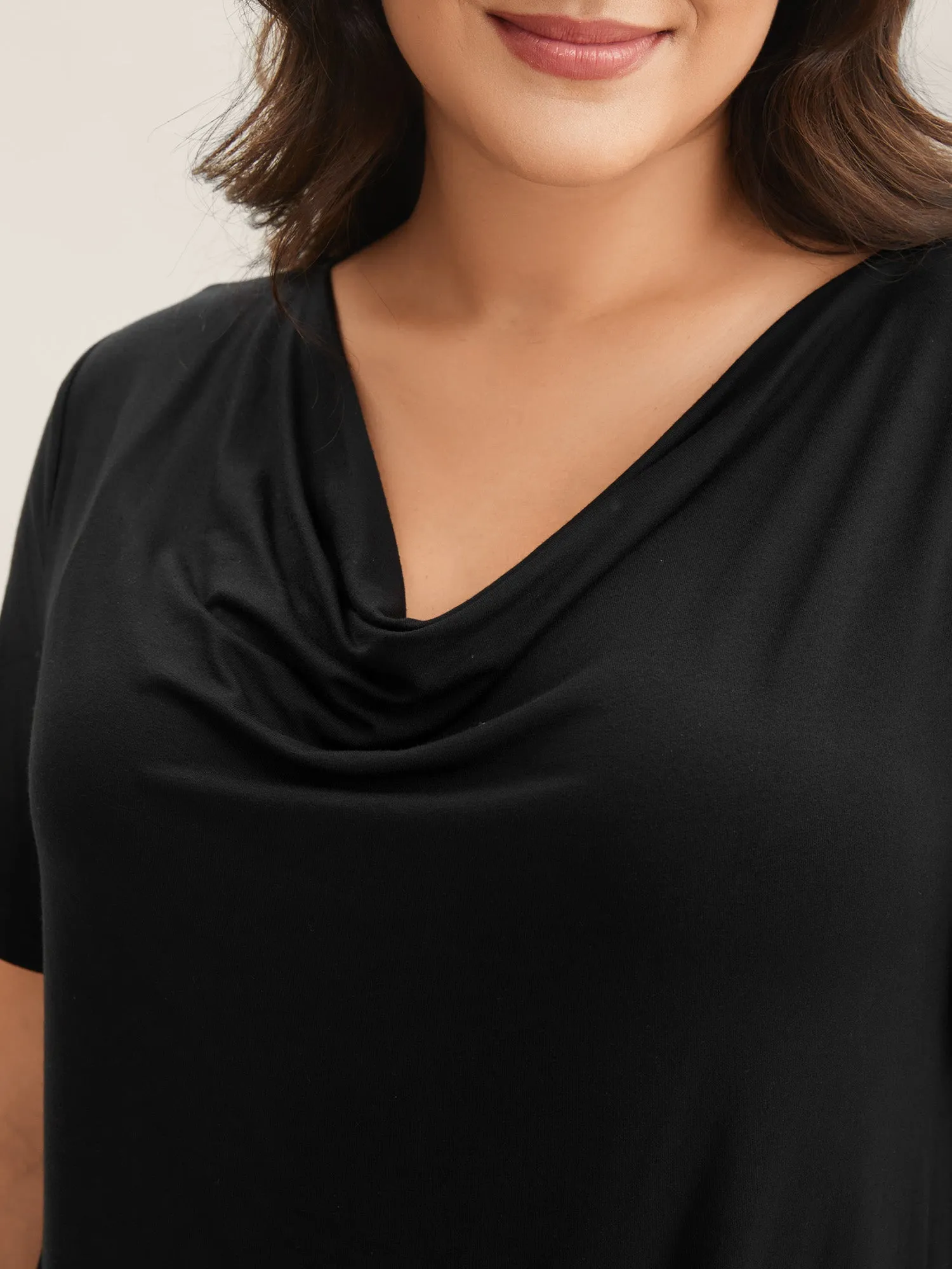 Cowl Neck Relaxed Plain Knit Top sold by Bloomchic product image thumbnail 2