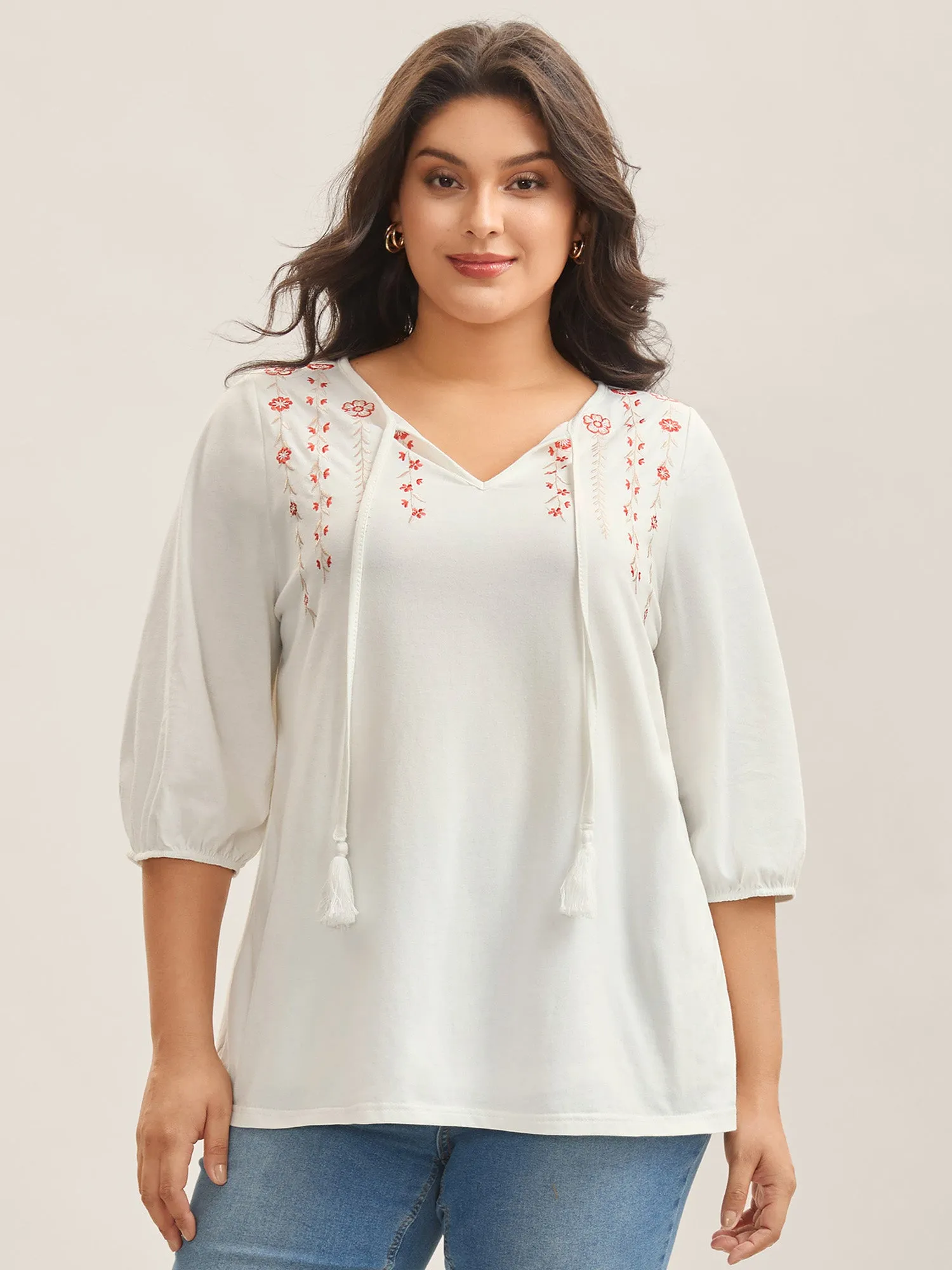 Embroidered Neck Ties Plain Top sold by Bloomchic product image thumbnail 2