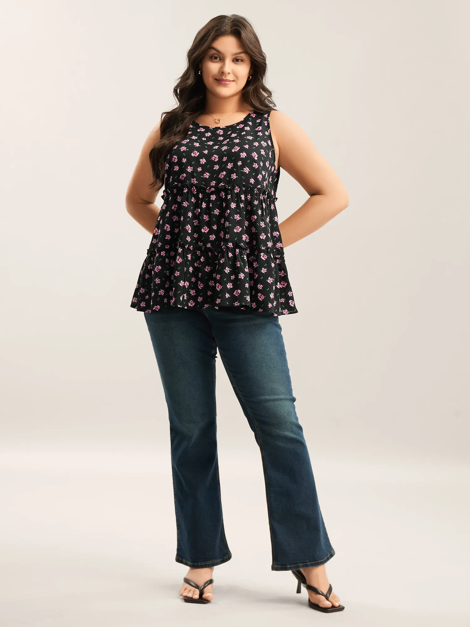 Ditsy Floral Print Tiered Tank Top sold by Bloomchic product image thumbnail 3