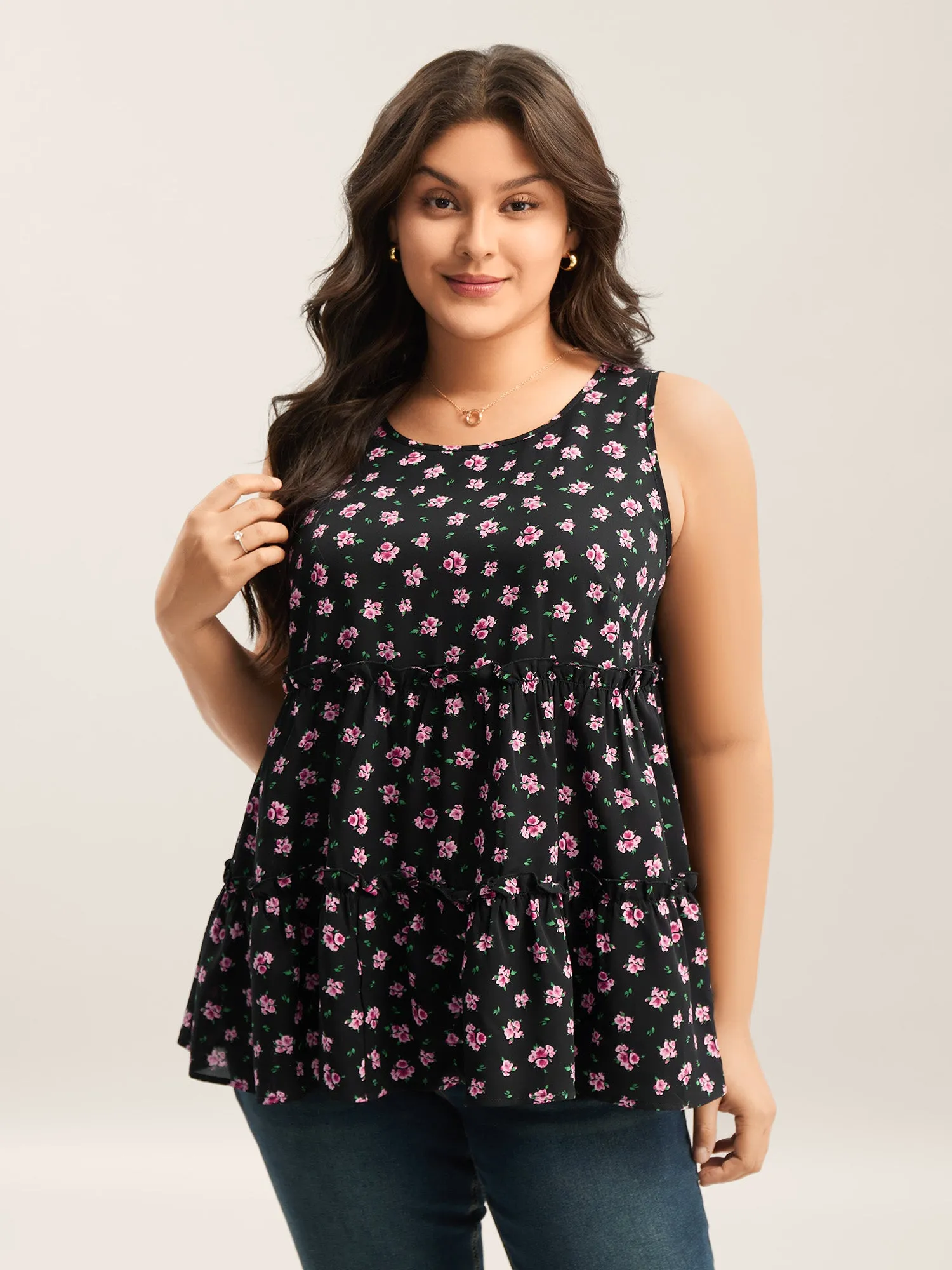 Ditsy Floral Print Tiered Tank Top sold by Bloomchic product image thumbnail 2