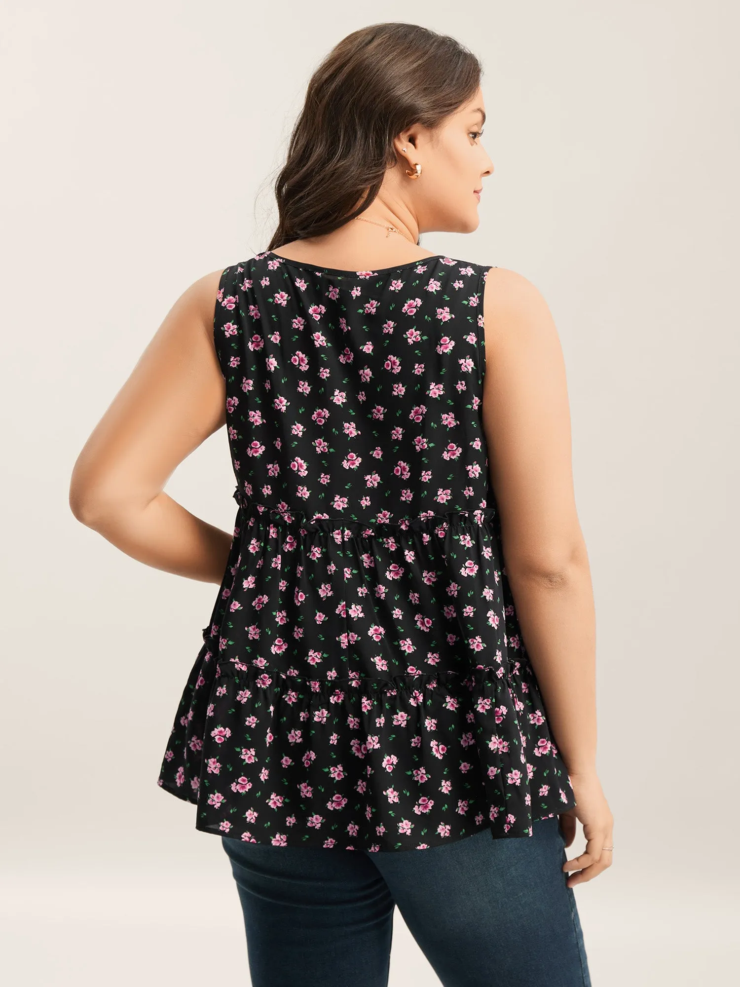 Ditsy Floral Print Tiered Tank Top sold by Bloomchic product image thumbnail 4
