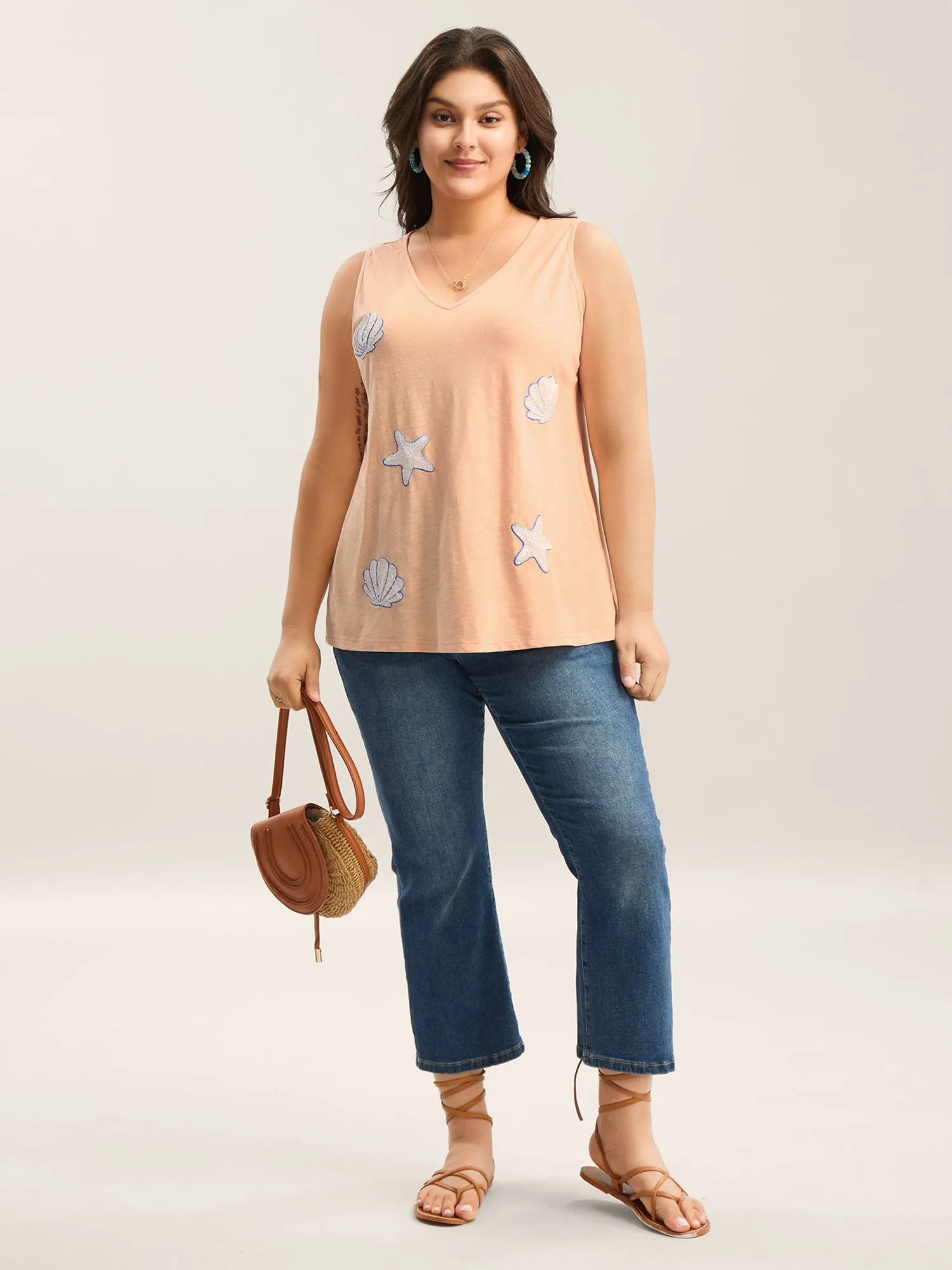 Seashells Sequin Plain Tank Top sold by Bloomchic product image thumbnail 3