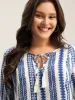 Nautical Stripes Rayon Tassels Blouse sold by Bloomchic