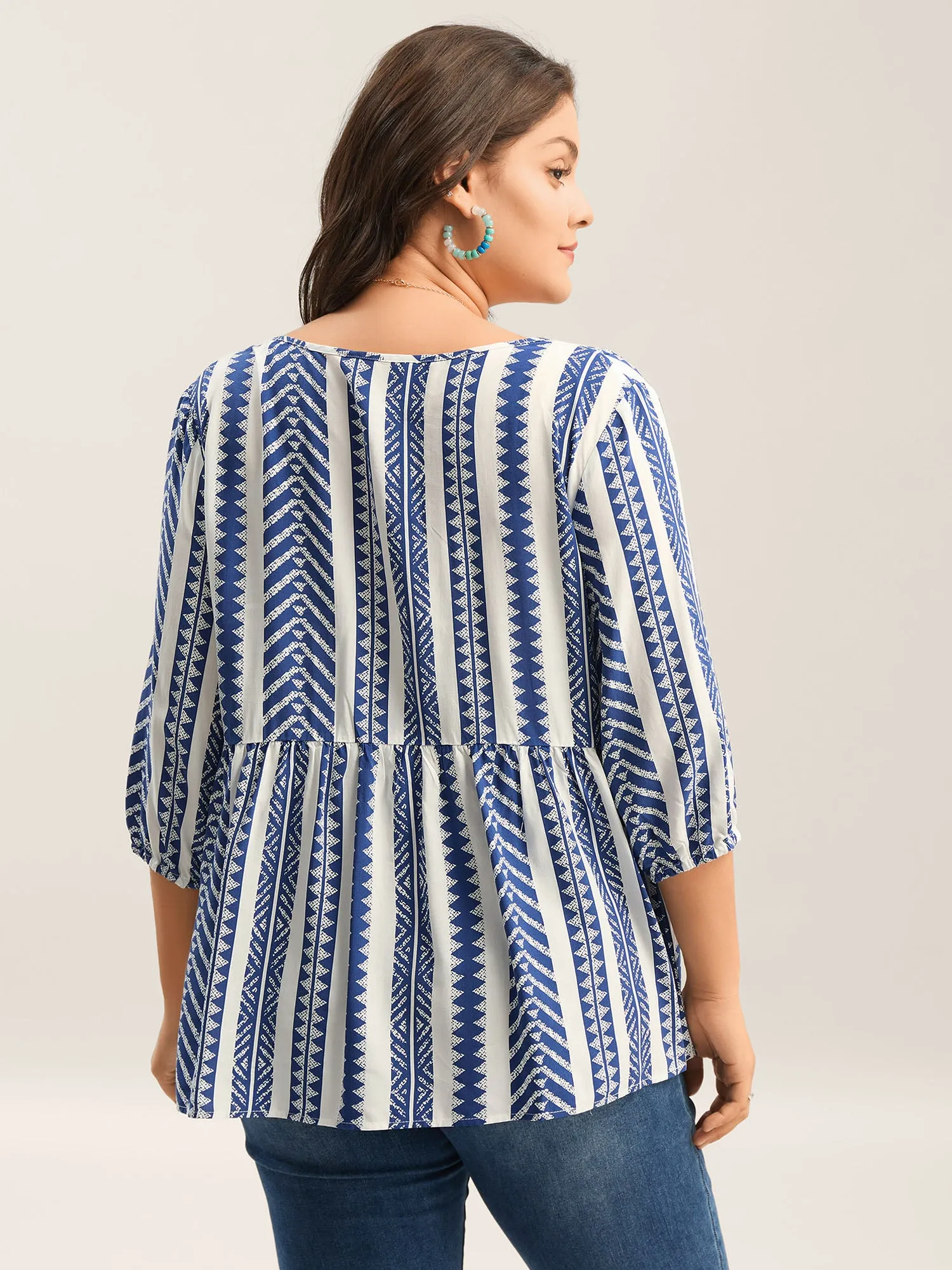 Nautical Stripes Rayon Tassels Blouse sold by Bloomchic product image thumbnail 4