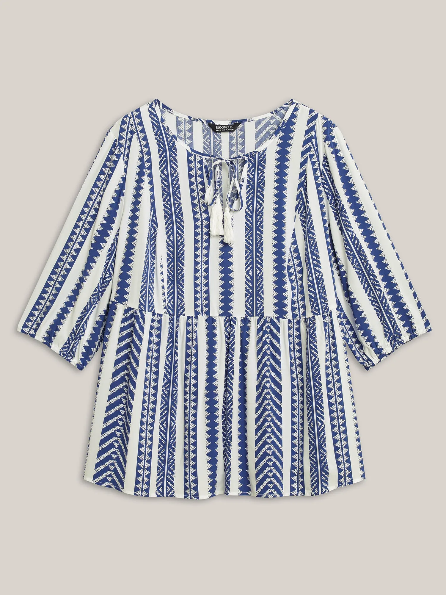 Nautical Stripes Rayon Tassels Blouse sold by Bloomchic product image thumbnail 5