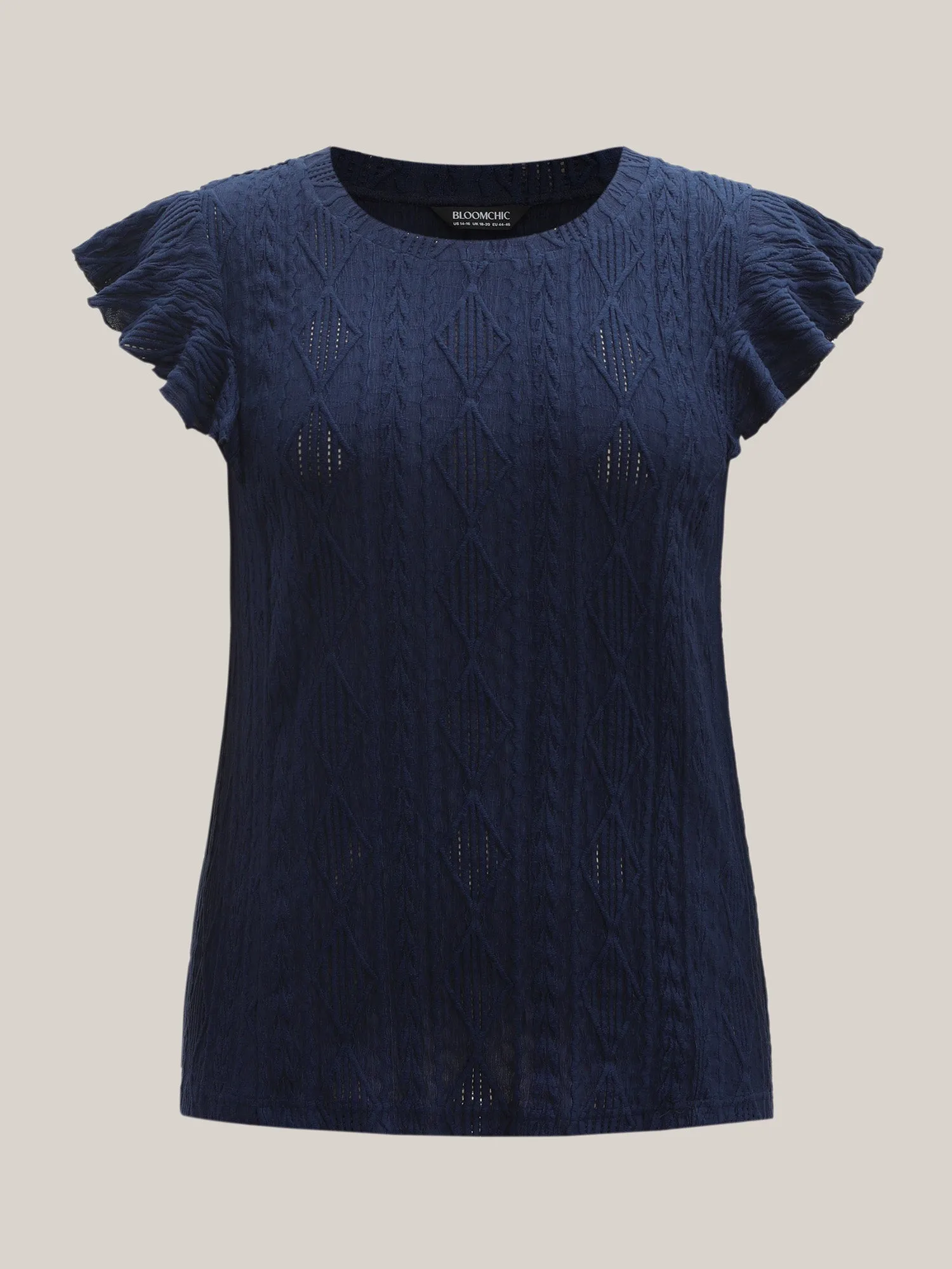 Textured Solid Flutter Sleeve Plain Top sold by Bloomchic product image thumbnail 5