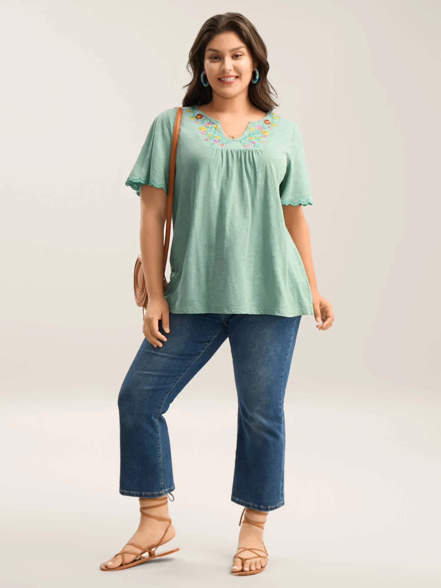 Pure Cotton Embroidered Pleated T-Shirt sold by Bloomchic product image thumbnail 4