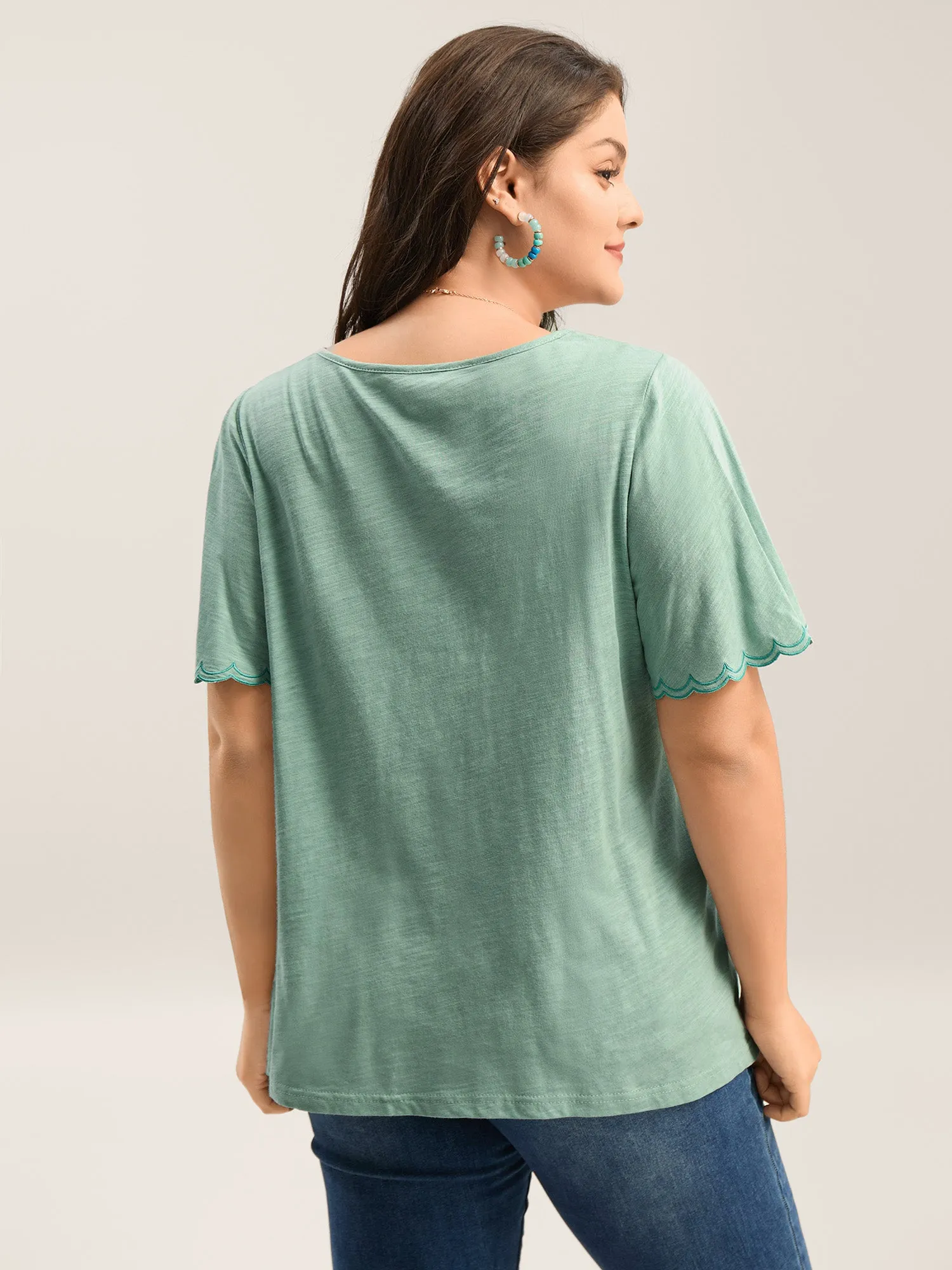 Pure Cotton Embroidered Pleated T-Shirt sold by Bloomchic product image thumbnail 3