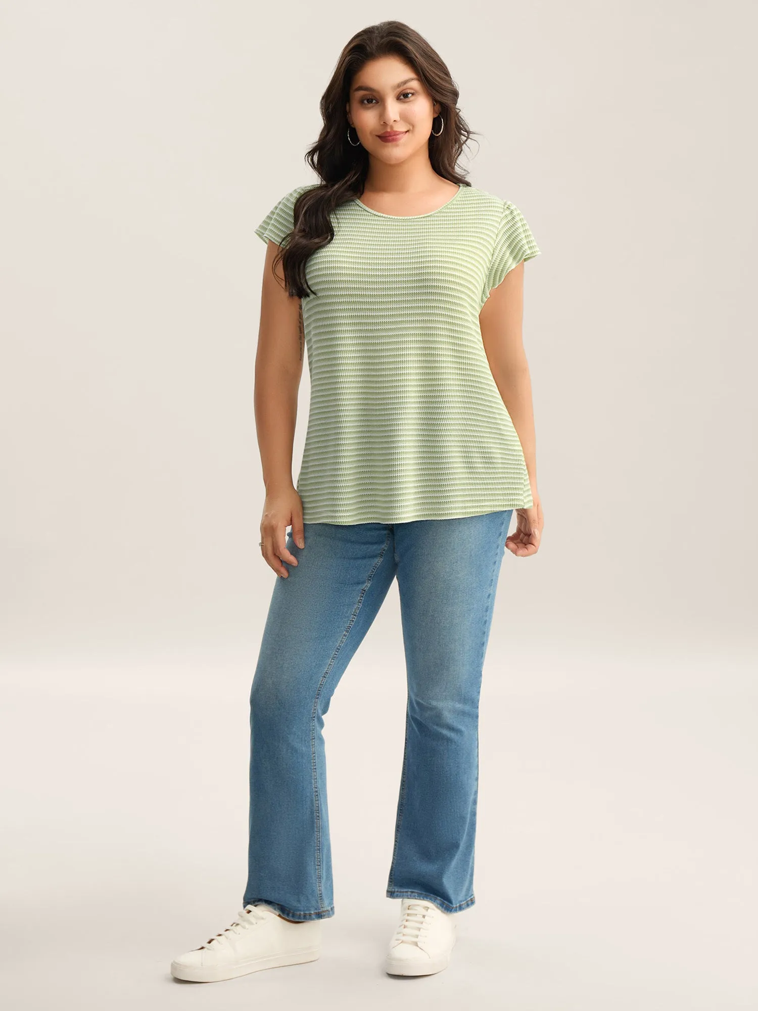 Striped Flutter Sleeve Knit Top sold by Bloomchic product image thumbnail 3