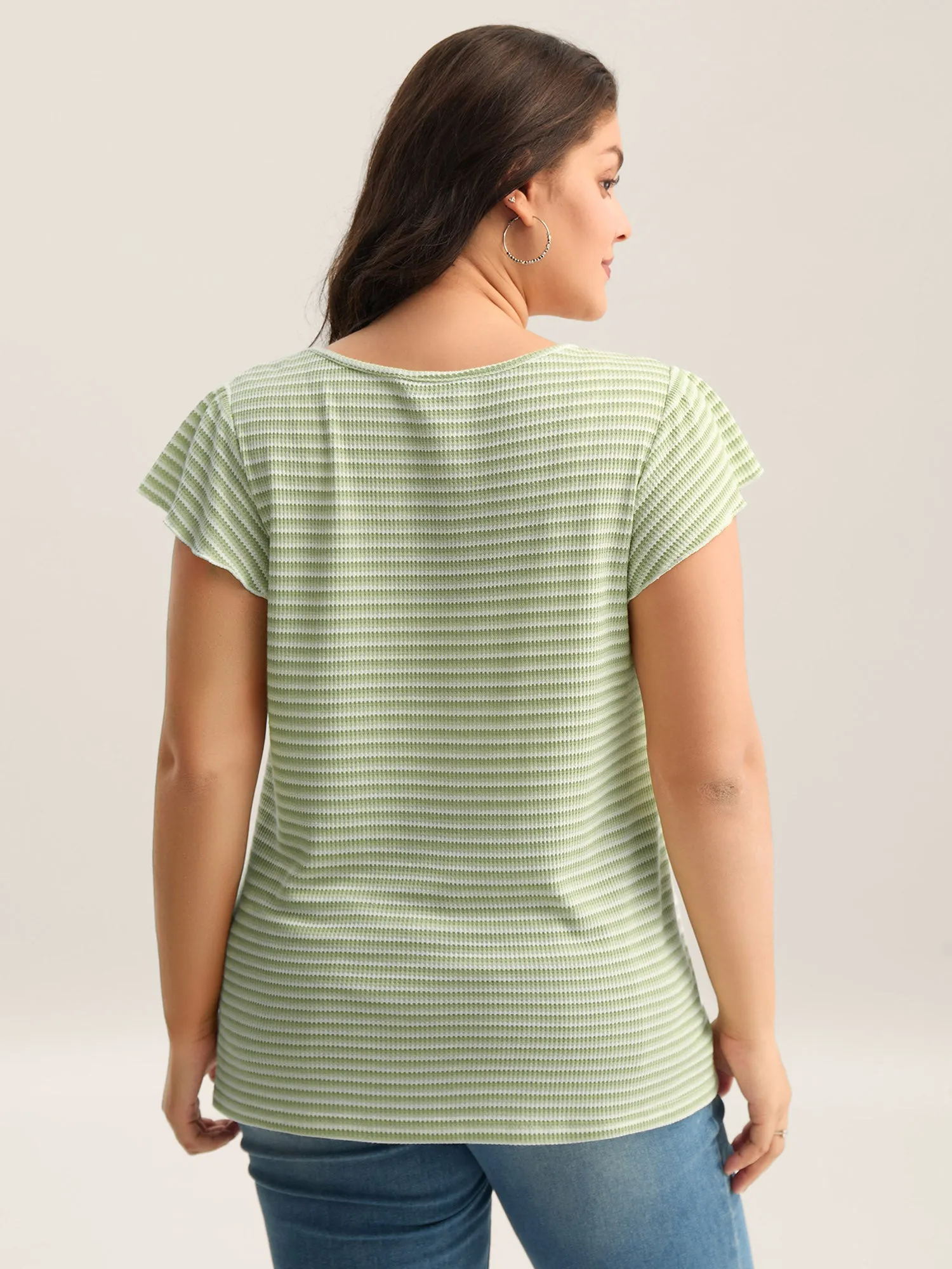 Striped Flutter Sleeve Knit Top sold by Bloomchic product image thumbnail 4