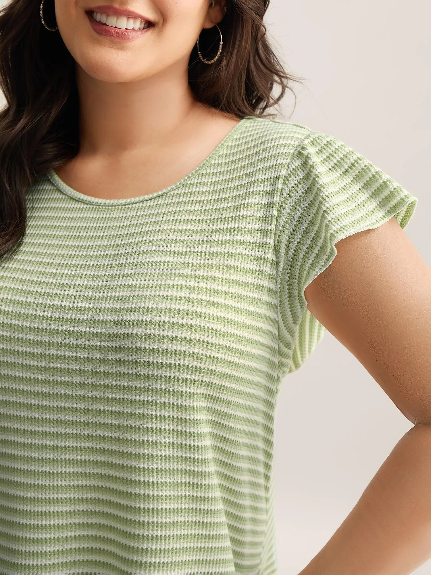 Striped Flutter Sleeve Knit Top sold by Bloomchic product image thumbnail 2