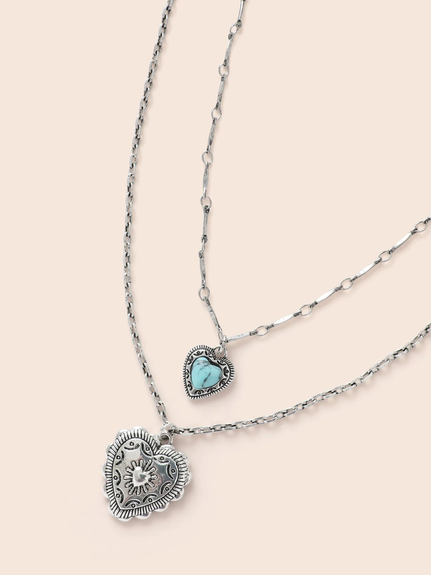 Turquoise Layered Heart Shaped Necklace sold by Bloomchic product image thumbnail 4