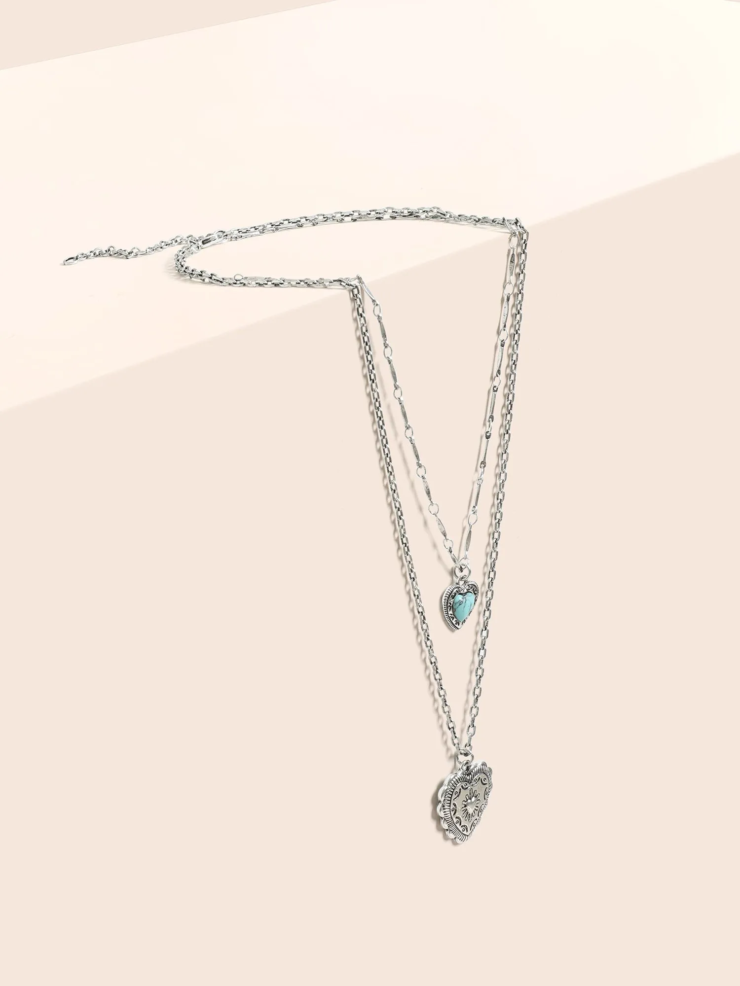 Turquoise Layered Heart Shaped Necklace sold by Bloomchic product image thumbnail 2