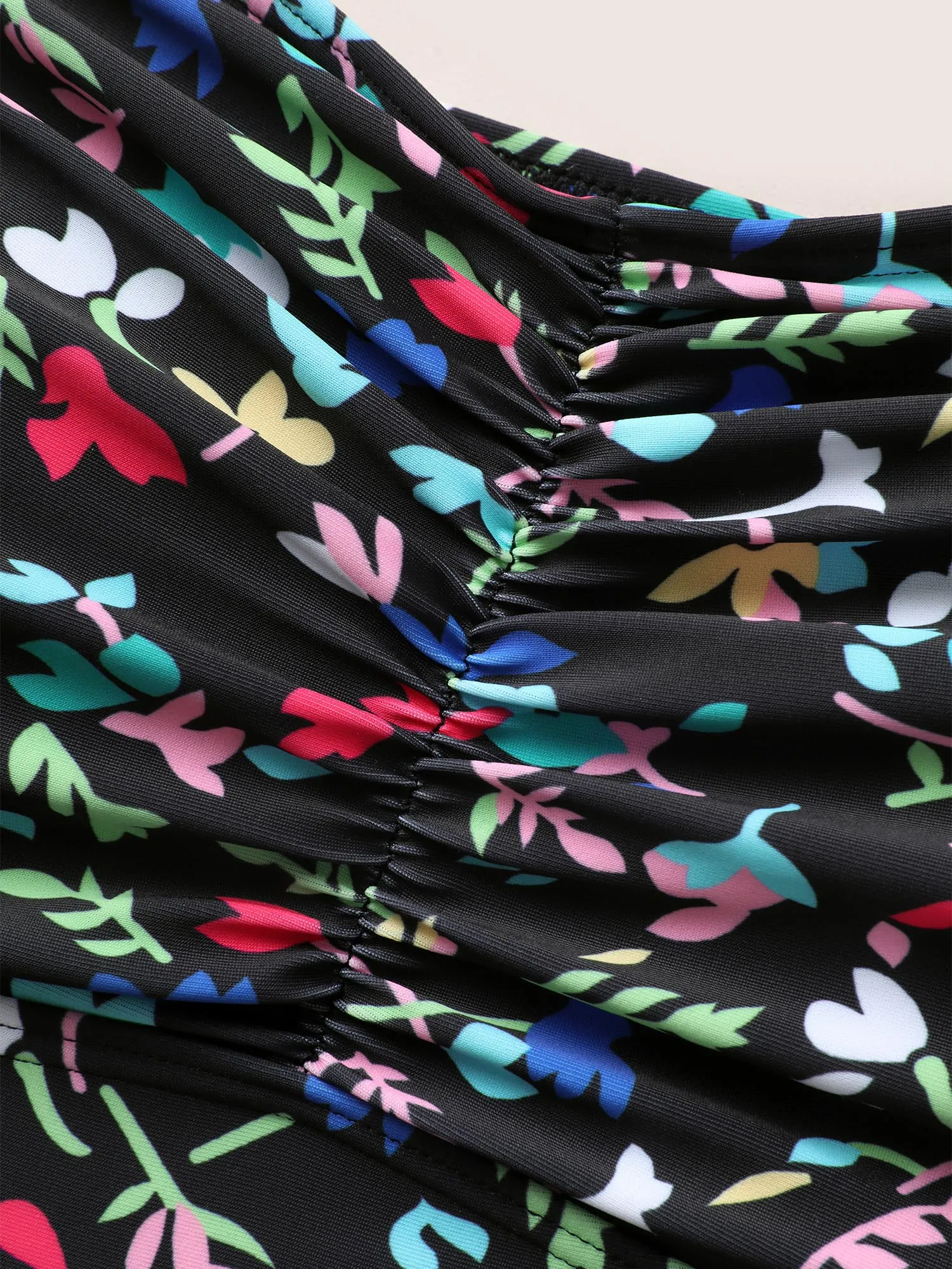 Contrast Floral Heart Neckline Ruched Swim Dress sold by Bloomchic product image thumbnail 5