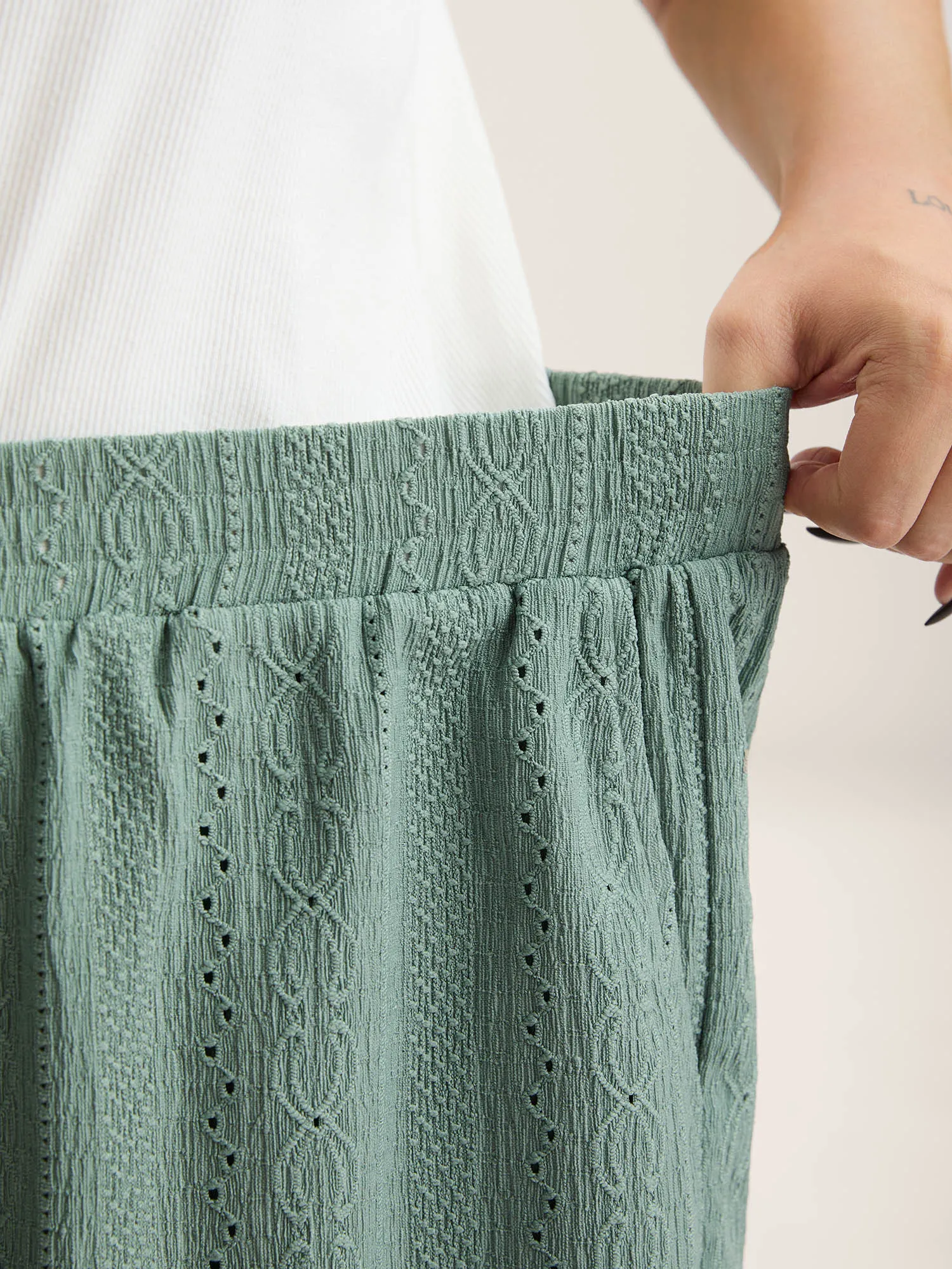 Eyelet Trim Textured Breezy Shorts sold by Bloomchic product image thumbnail 4