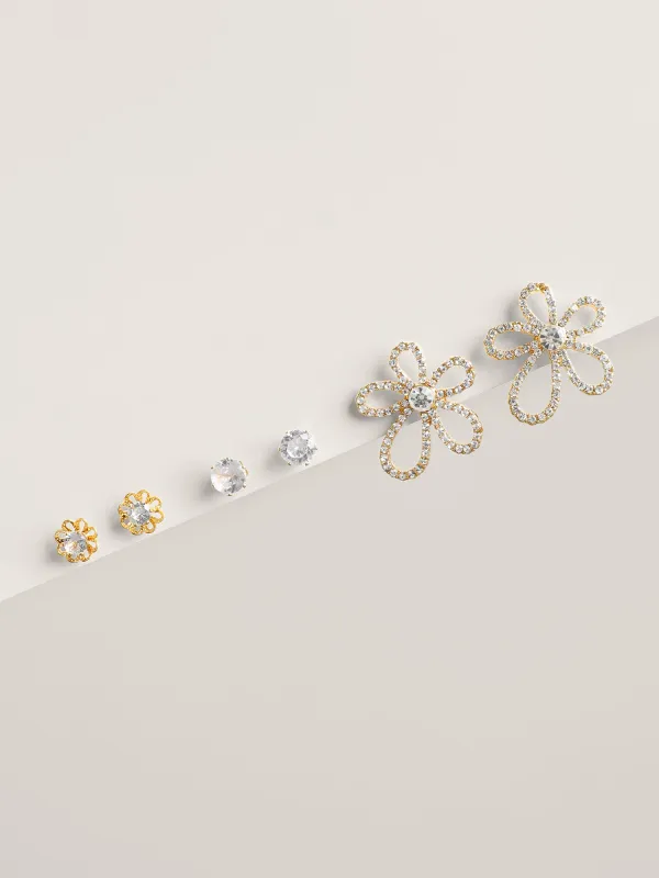 Floral Chic Gold-Tone Studs Pair sold by Bloomchic