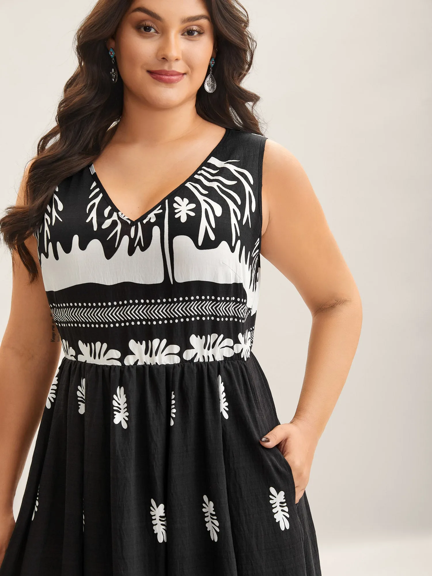 Tropical Breeze Print Pockets Midi Dress sold by Bloomchic product image thumbnail 2