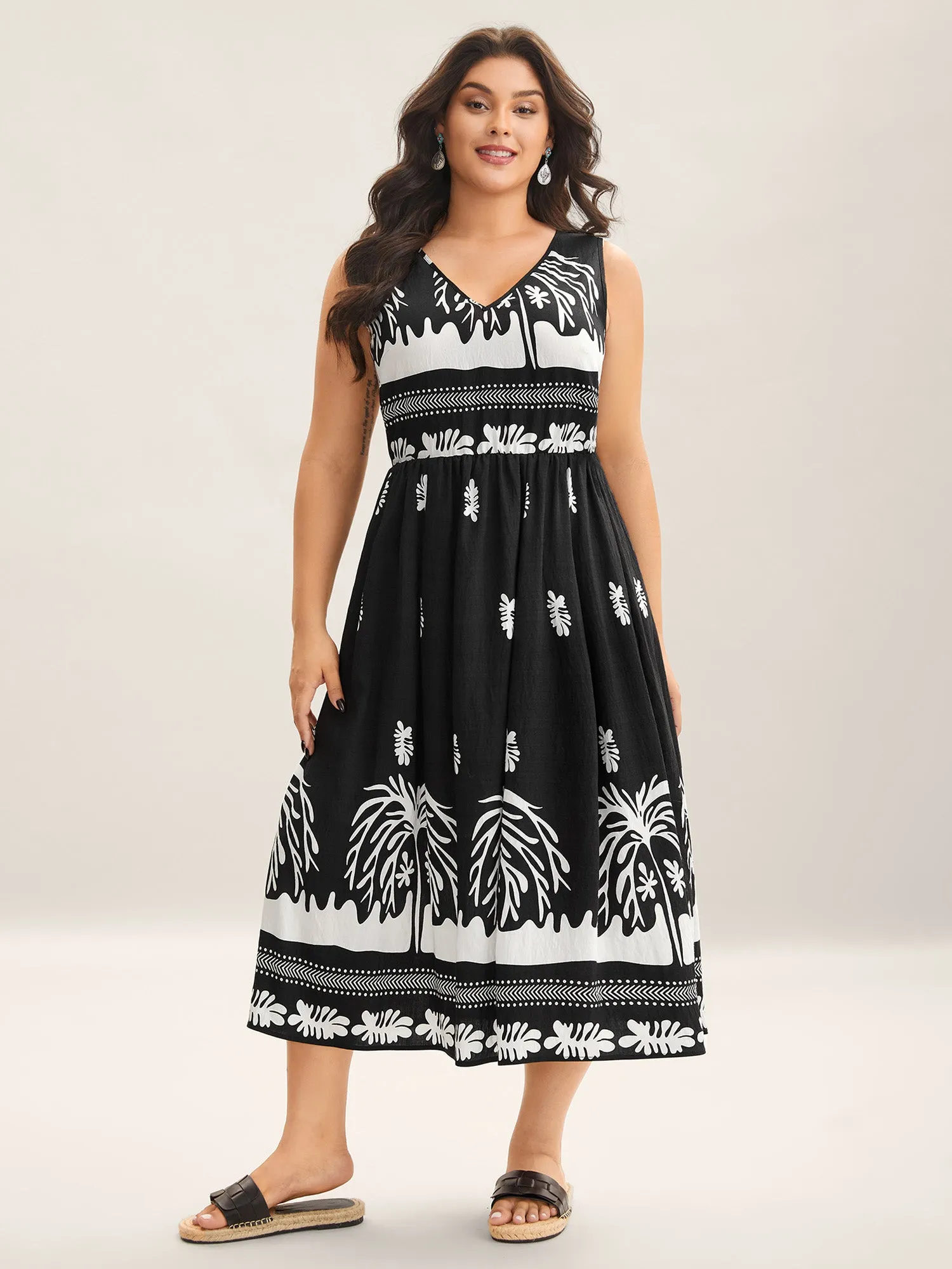 Tropical Breeze Print Pockets Midi Dress sold by Bloomchic product image thumbnail 3