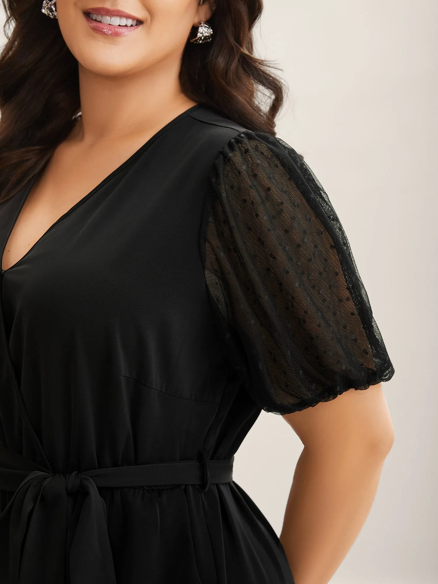 Sheer Stretchy Waist Belted Solid Jumpsuit sold by Bloomchic product image thumbnail 2