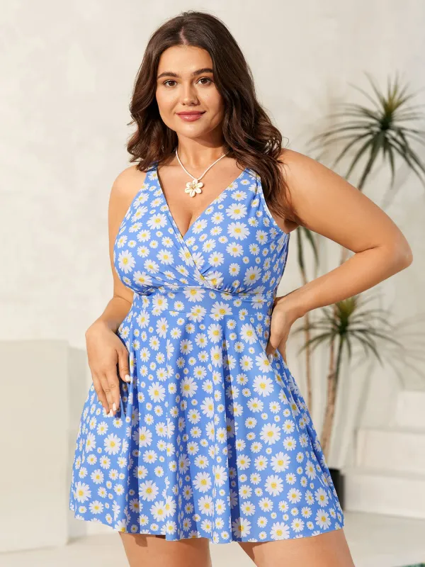 Anti-Float Ties Floral Print Swim Dress sold by Bloomchic