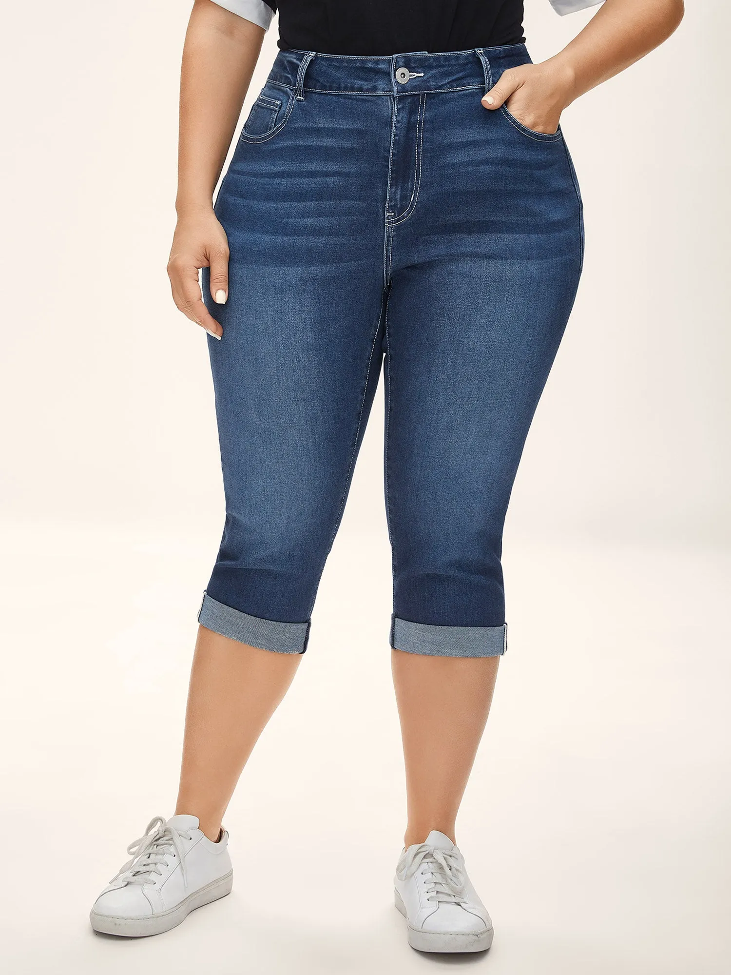 Whiskered Wash Crop Skinny-Fit Jeans sold by Bloomchic product image thumbnail 3