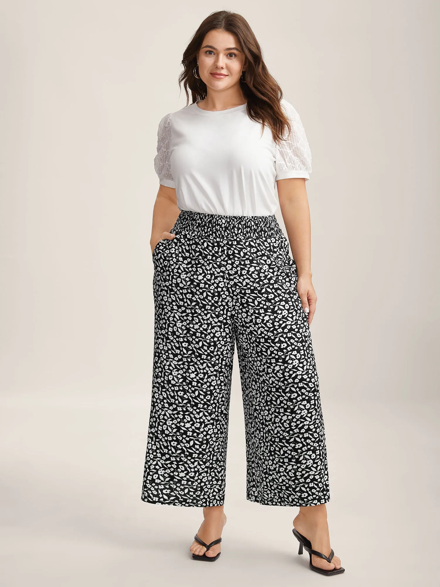 Ditsy Floral Print Wide-Leg Pants sold by Bloomchic product image thumbnail 2