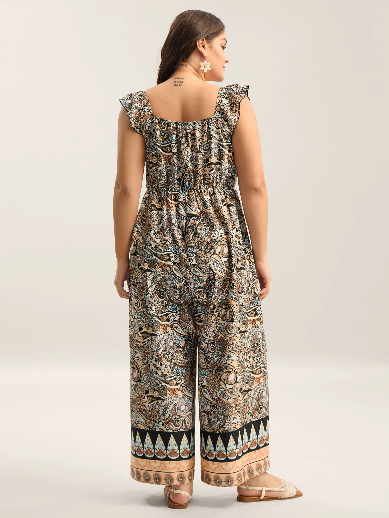 Paisley Print Stretchy Waist Pockets Jumpsuit sold by Bloomchic product image thumbnail 4