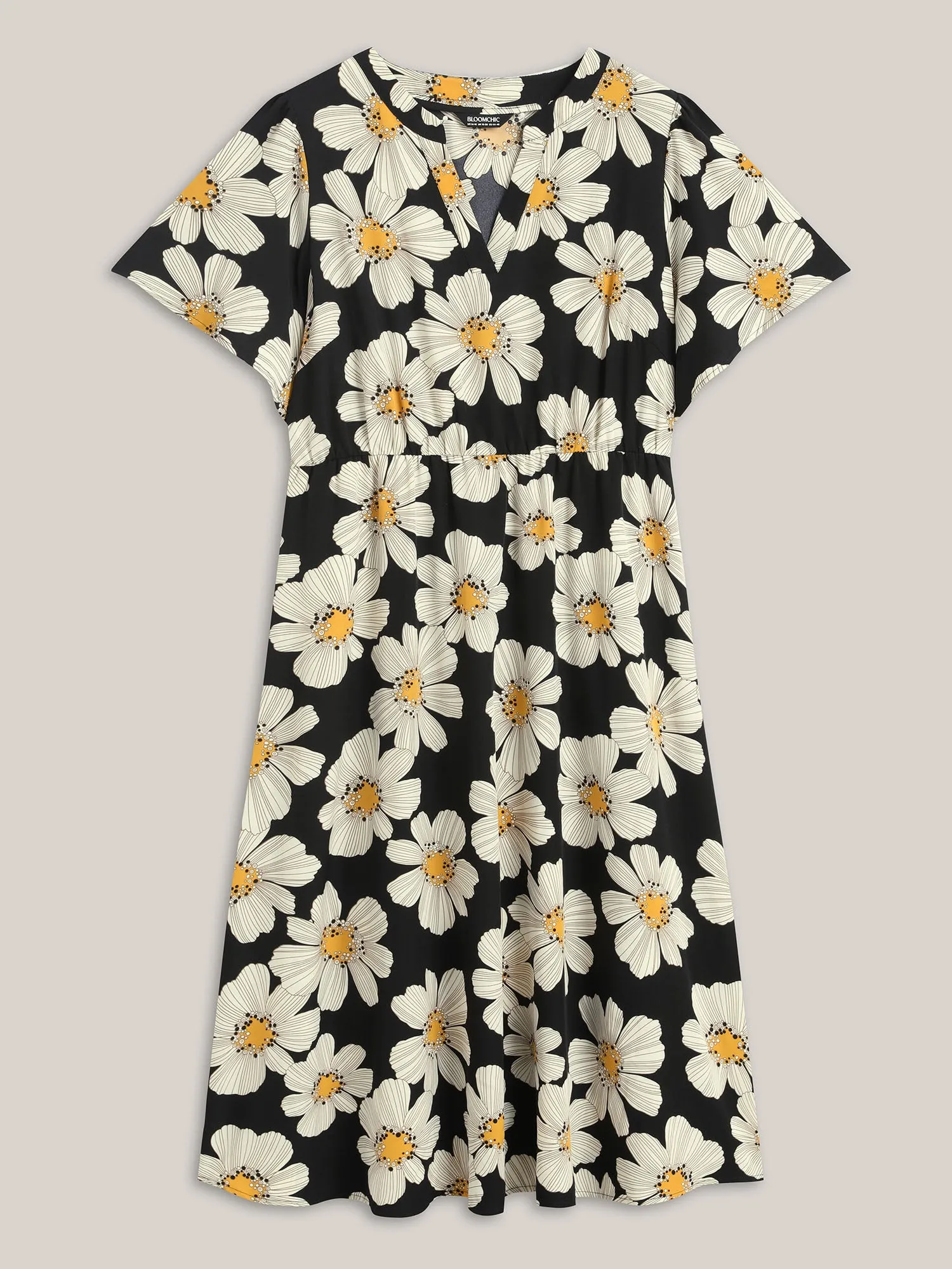 Large Floral Print Notched Collar Midi Dress sold by Bloomchic product image thumbnail 5