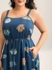 Fish Print Waist-Tie Cami Midi Dress sold by Bloomchic