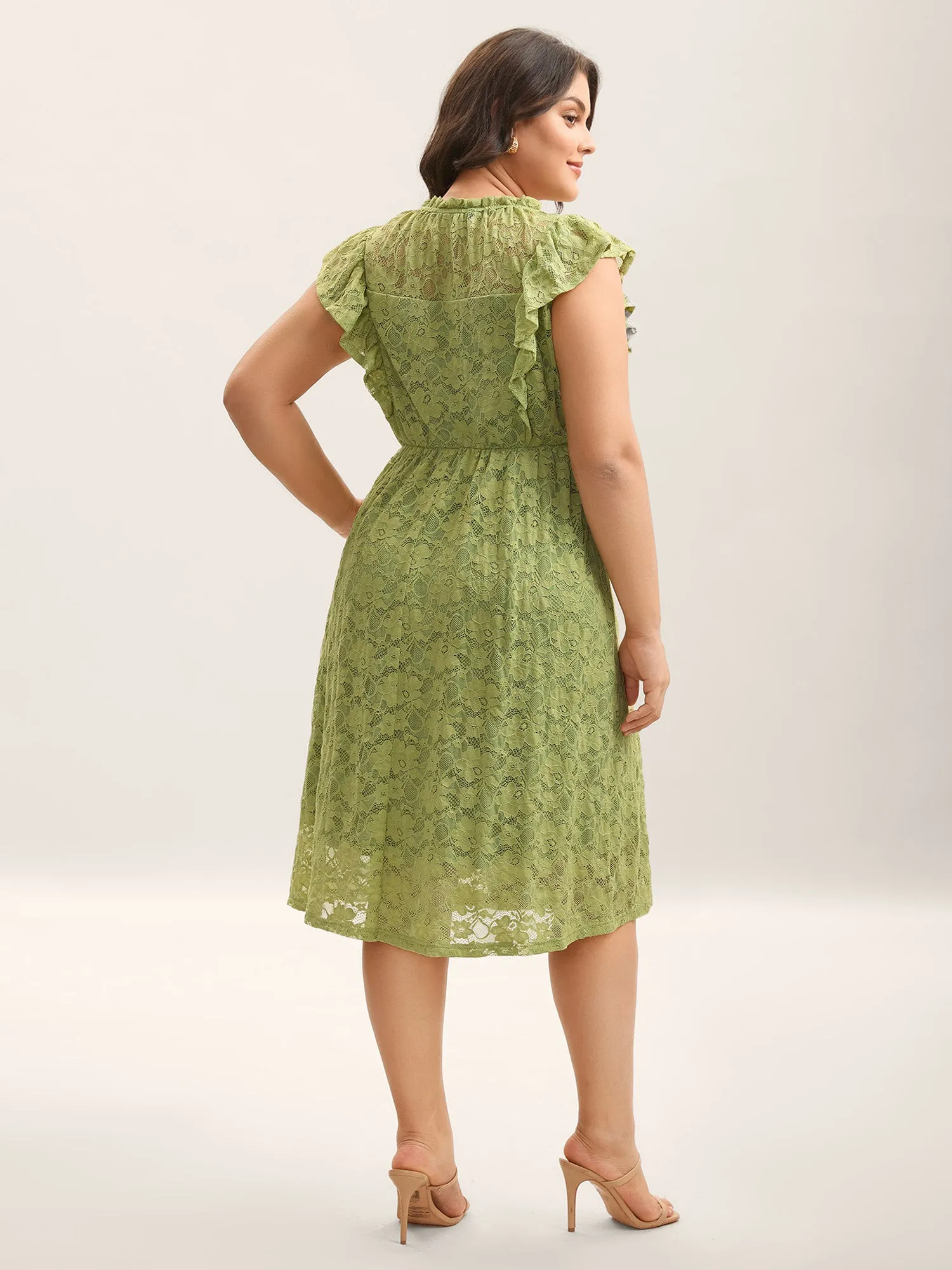 Lace Stretchy Waist Ruffled Midi Dress sold by Bloomchic product image thumbnail 4
