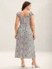 Ditsy Floral Print Neck Tie Midi Dress sold by Bloomchic